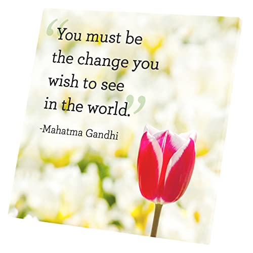 Tableau Décoratif Gandhi Toile Imprimée Citation Motivation 60x60cm