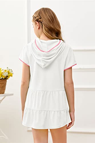 Mafulus Girls Hooded Terry Coverups Swim Beach Zip Cover-Up Summer Short Sleeve Ruffle Dress #TOP2