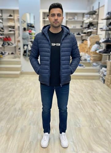 Meza جاكت بامب رجالي مبطن شتوي، خفيف ودافئ، تصميم عصري (كحلى, XL)