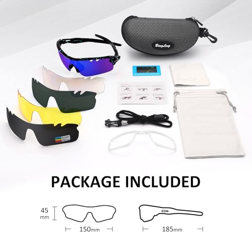 Image of BangLong Polarized UV400 Sports Sunglasses with 5 Lenses for Men Women