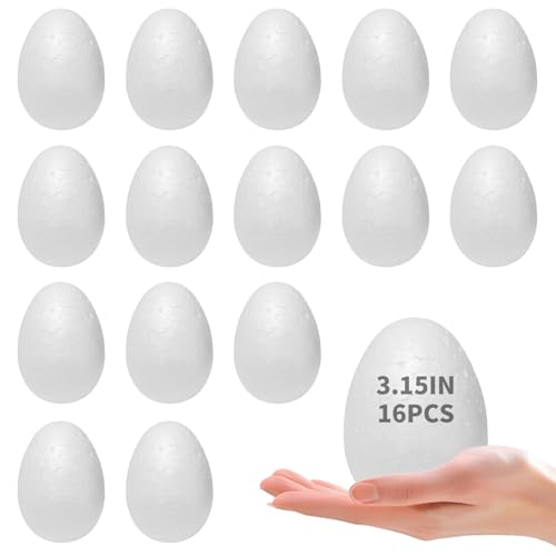3.15 Inch Foam Eggs for Crafts 16pc White Small Styrofoam Eggs Smooth for Spring Easter Art Crafts Ornaments Making Handmade DIY Painting School Projects (styrofoam 3.15 16)