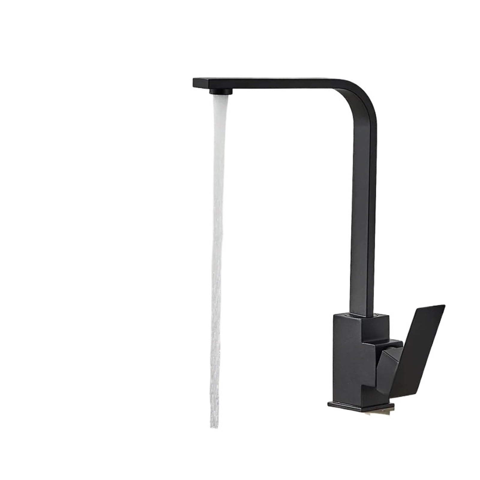 Kitchen Faucets, Square Kitchen Faucet, Matte Black Polished Chorme Hot and Cold Sink Tap, 360 Degree Rotation Mixer Deck Mounted Water(Nero)