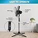 Comfort Zone Electric Oscillating Pedestal Fan, Stand Fan, 16 inch, 3 Speed, 90 Degree Oscillating Head, Adjustable Height and Tilt, Airflow 7.48 ft/sec, Ideal for Home, Bedroom & Office, CZST161BTEBK