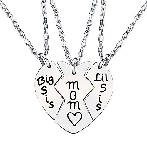 lauhonmin Juego de 3 collares con colgante para parejas, de acero inoxidable, para madre o hija (juego de collares) Cover