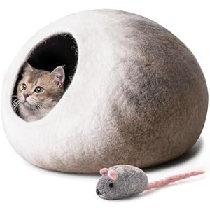 Cat Cave Bed -Handmade Wool Cat Bed Cave, Cat Bed Cat House, Felt Cat Caves for Indoor Cats and Kittens