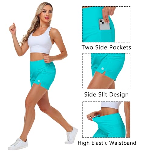 Image of AOBUTE Womens High Waist Swim Board Shorts with Pockets Quick Dry Bike Shorts