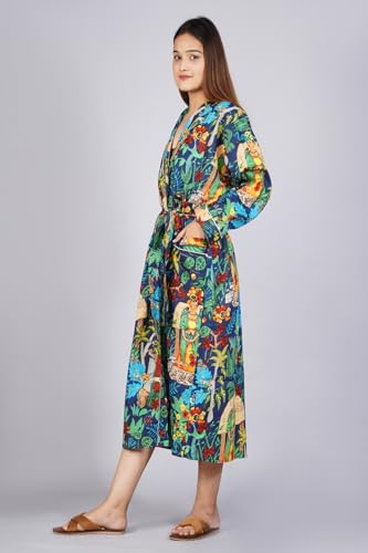 Image of Cotton Women Stylish Printed Kimono, Bath Robe,Night Wear Suit,Swim Wear, Night Dress, Beach Wear