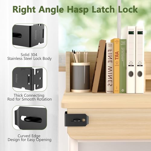  Stainless Steel 90 Degree Padlock Hasp Lock for Security File Cabinet and Storage (Black-1pc)
| 304 Stainless Steel 90 