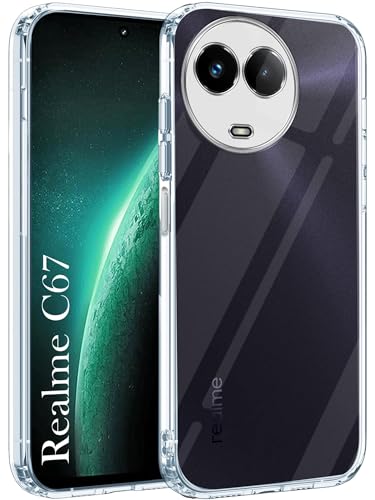 Image of Jkobi Back Cover for Realme C67 (Silicone Clear Shockproof Case with Camera Protection | Soft and Flexible | Transparent)