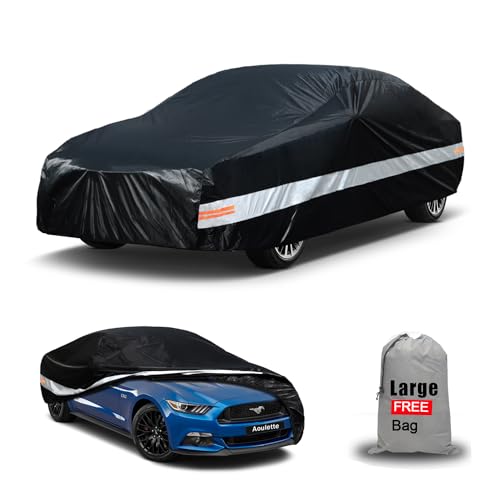 Aoulette Car Cover Waterproof All Weather for Automobiles, Universal Fit Ford Mustang, Chevrolet Camaro, Audi A4/A5, Toyota Camry Solara, Hyundai Sonata, vw Passat etc. (Fit Sedan, 185