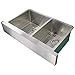 Transolid DUDOF362010 Diamond Apron-Front 60/40 Double Bowl 16-Gauge Stainless Steel Kitchen Sink, 36-in x 20-in x 10-in, Brushed Finish