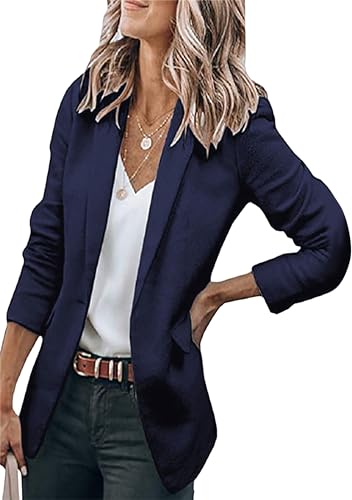 GORIFE Women Long Sleeve Lapel Jacket Light Weight Elegant Jacket Suit with Pocket Work Suits