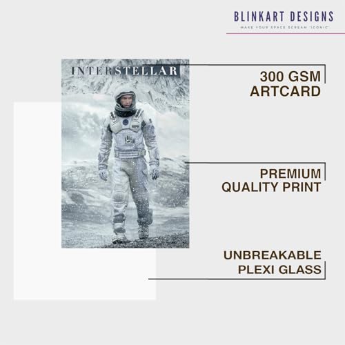 Image of BLINKART Interstellar (2014) Movie Poster Frame 12x18 Inch | Premium 300 GSM Paper Wall Print | Vintage Film Artwork for Home, Bedroom, Living Room, Office | Framed Photo Decor