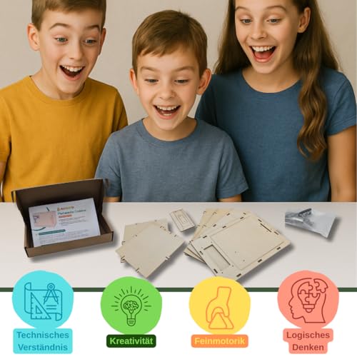 Avocrafto Kinder Zahlenschloss Tresor Bausatz – DIY Holz-Baukasten – MINT-/Stem-Lernspielzeug mit deutscher Anleitung, kreatives Bastelset