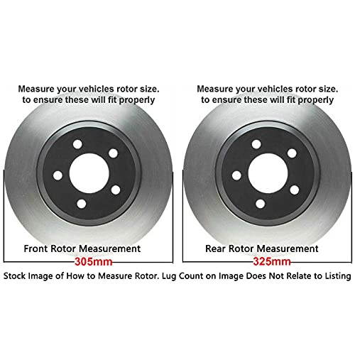 Image of Detroit Axle - Brake Kit for Chevy Trailblazer GMC Envoy Buick Rainier Isuzu Ascender Bravada Replacement 12 inch inch Front & 12.8 inch inch Rear Drilled and Slotted Disc Brake Rotors Ceramic Brakes Pads