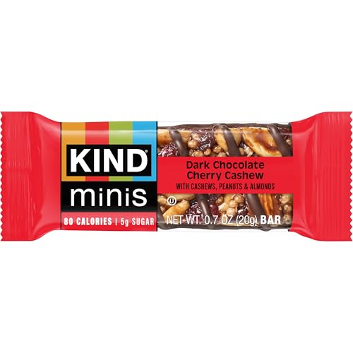 KIND Mini Snack Bars, Dark Chocolate Cherry Cashew, Gluten Free, Low Sugar, Low Calorie Snacks, 10 Count - image 4