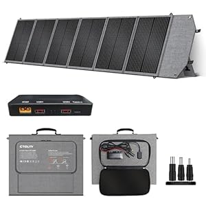CTOLITY 200W Solar Ladegerät, Faltbares Solarpanel mit 10 Anschlüssen, wasserdichtes Solarladegerät, Solar Powerbank mit Kickstand für Camping Wandern Power Station Solargeneratoren Handys PCs