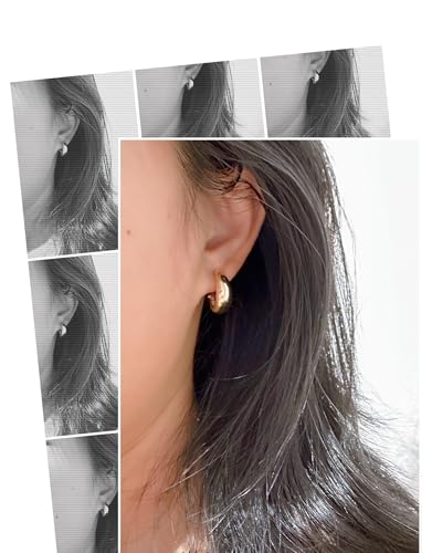 14K Real Gold Plated Hoop Earrings for Women,Small Gold Hoop Earrings for Women, Hypoallergenic 925 Sterling Silver Post, Lightweight Exquisite Wife Earring Mother Gift2