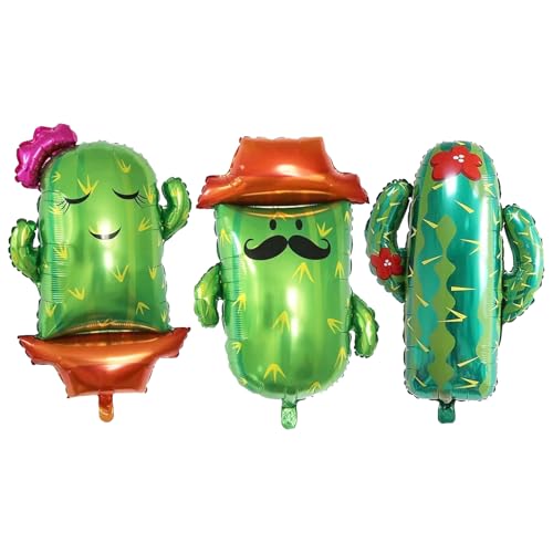 Ovanda 3 globos hawaianos decorativos de cactus de pie, globos decorativos hawaianos, globos de helio para fiesta de verano, para playa, tropical, decoración de fiesta de verano, decoración de fiesta