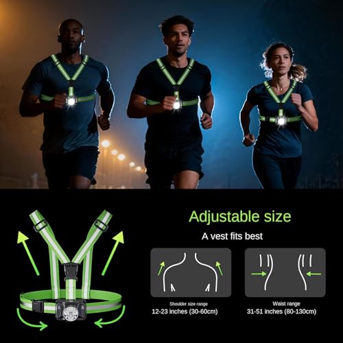 Lámpara LED de pecho 1000 lm con ángulo ajustable de 90 grados y batería USB para running 5