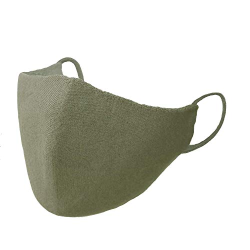 grow knit 秋冬用 ニットマスク 日本製 保湿 ベーシック シンプル おしゃれ デイリー使い(カーキ, フリー)