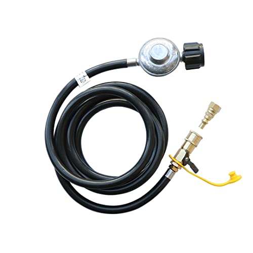 rivland Manguera 2.6 MTS con Regulador Baja Presión con Adaptador Conector Rápido para Tanque de Gas con válvula QCC (Americano)