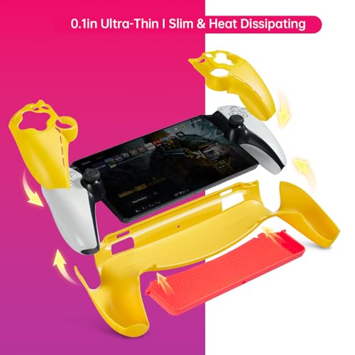 Image of UYIYE Thin Fit Designed for PlayStation Portal Remote Player Case (Yellow+White)