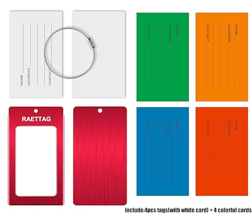 Image of Luggage Tags Metal Suitcase Tags Travel Bag ID Identifier Luggage Tag (Red 4Pack)
