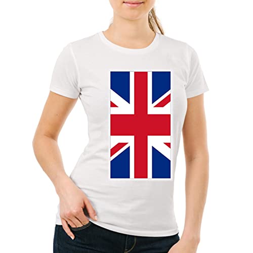YUJR T-Shirt Union Jack,100% Coton imprimé à la Main Union Jack - Décorations de fête du 70e Jour National Chemises Respirantes pour la journée d'été Liumei Cover