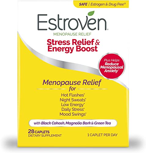 Productos Para El Control Hormonal, Estroven Alivio del estrés y impulso de energía para alivio de la menopausia, sin medicamentos, 28 Unidades (paquete de 1)