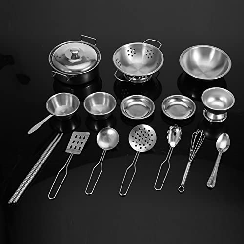 Image of Generic Stainless Steel Kitchen Toys Set Durable & Safe for Kids Cooking, Boys and Girls, for Children (16 pieces)