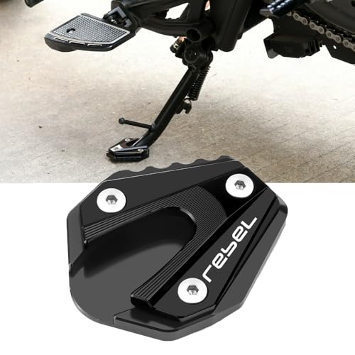 Motorcycle Kickstand Fit For Rebel300 Rebel500 CMX300 CMX500 2021 2022 2023 2024 FootSide Enlarge Plate Rebel CMX 300 500 Side Stand sideStand Accessories(Black)