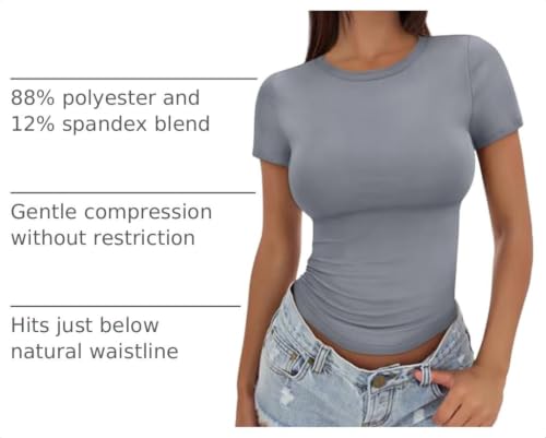 Image of Trendy Queen Womens Fitted Short Sleeve Shirt Buttery Soft Top Stretchy Tee