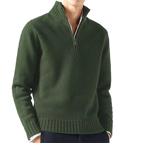 Pull homme régulateur thermique en maille de laine avec demi-zip