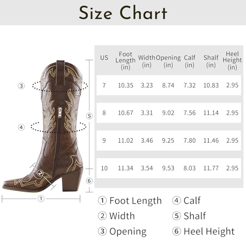 Image of ADAMUMU Womens Wide Calf Cowboy Boots Classic Western-Style Cowboys Boots for Women Pointed Toe Womens Cowgirl Boots with Chunky Heel Non-Slip Sole for Adding Timeless Elegance to Your Wardrobe
