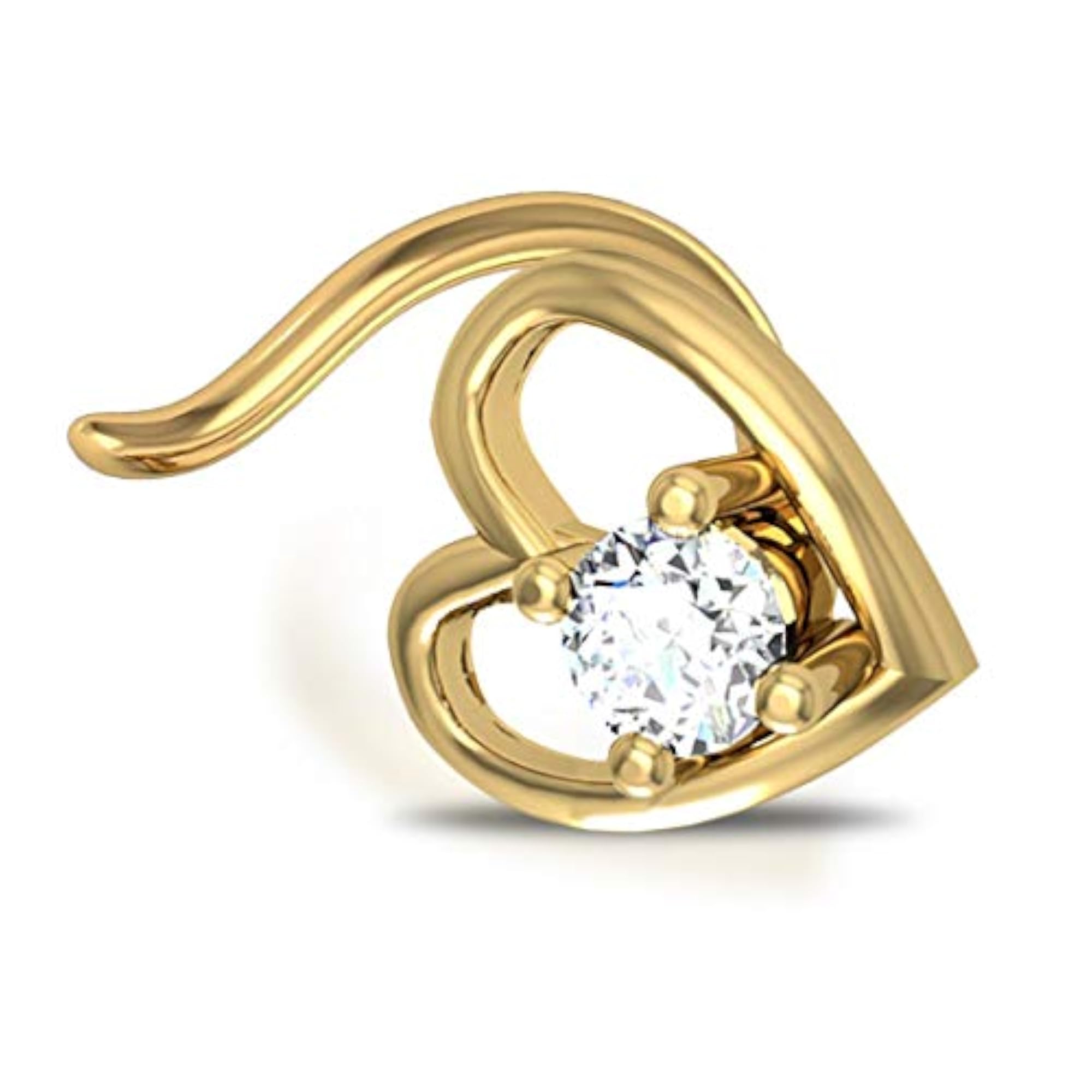 Women's 14K Yellow Gold Wire Nose Pin, Elegant Design