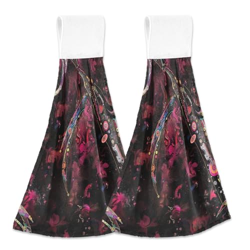 Amooorous Scythe of Death Hand Towel with Hanging Loop Bathroom 2 Pcs Guest Hand Towels for Bathroom Decorative Dish Towels