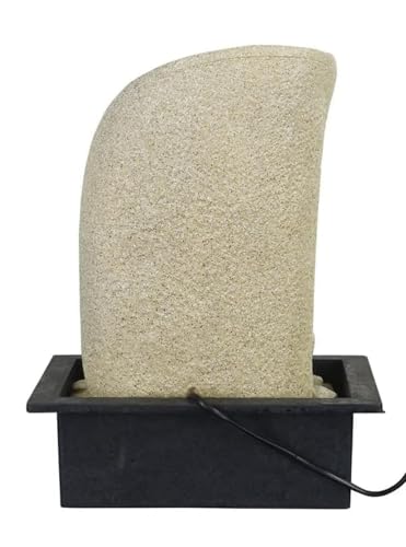 Image of UAG EXPORTS Modern 3-Step Curve Diya Indoor Water Fountain with LED | Cream Sandstone Tabletop Waterfall | Soothing Cascading Showpiece for Home Decor, Office, Mandir & Meditation Space