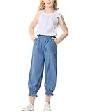GERU Girls Rompers Halter Tie Up Sleeveless Casual Jumpsuits Floral Printed Long Pants with 2 Pocket