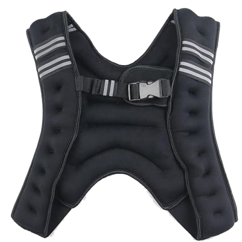 Adjustable Weighted Training Vest, 10kg, Black with Reflective Stripes, Modern Fitness