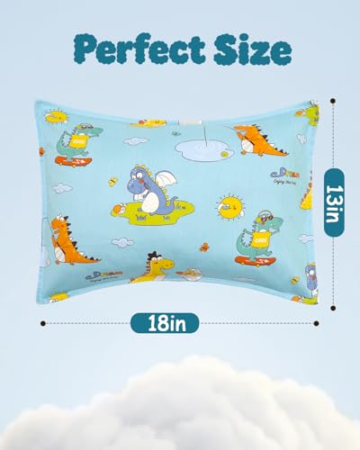 Image of ALVABABY Toddler Pillowcases 2 Pack Organic Cotton Fit 13 inchx 18 inch or 12 inchx16 inch Kids Pillow Cover Envelope for Girl Boy Travel(Pillowcase Only)