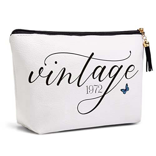 51th Birthday Gifts for Women Friendship Best Friend Birthday Gift Ideas for Her Grandma Nana Mom Wife Sister Aunt Funny Makeup Bag Travel Toiletries Bags Vintage 1972 Birthday Gift from Women