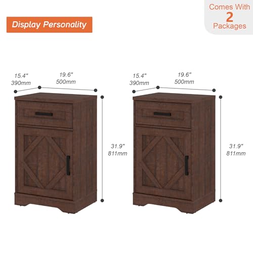 Image of WAMPAT 32 inch H Vintage Farmhouse Style End Table Set of 2