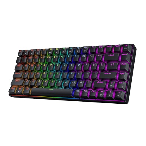 HK GAMING GK75 75% v3 | Teclado mecánico para juegos Hotswap | 84 teclas multicolor RGB LED retroiluminado para PC/Mac Gamer | Diseño estadounidense (negro, azul mecánico)