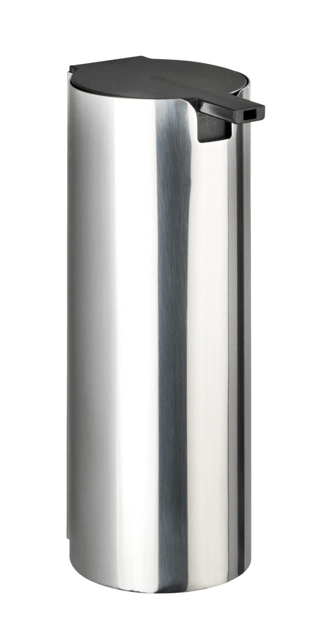 WENKO Seifenspender Mod. Turbo-Loc Detroit Wand-Seifenspender nachfüllbar ohne Bohren zur Wandmontage in Bad und Küche mit Klebepad 240 ml glänzend Silber Metall Maße 6 x 16,5 x 8 cm Edelstahl