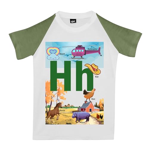 Image of RISH Alphabet - H - T Shirt for Boys and Girls | Birthday Educational Phonic Tees for Toddler Kids Outfit