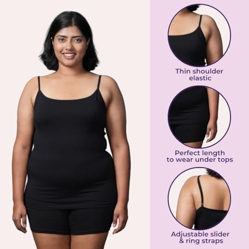 Image of Adira | Plus Size Camisole for Women | Plus Size Camisole | Soft Adjustable Shoulder Elastic | Layering Under Sheer Tops, Shirts & T-Shirts | Offers Full Coverage | Pack of 1