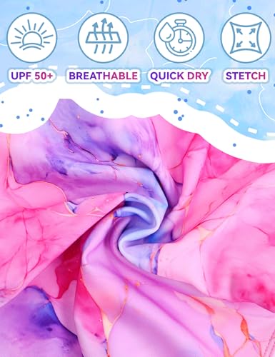 Image of Girls Bathing Suit with Skirt One Shoulder Ruffle Quick Dry Swimsuits Multicolor Sleeveless Swimwear