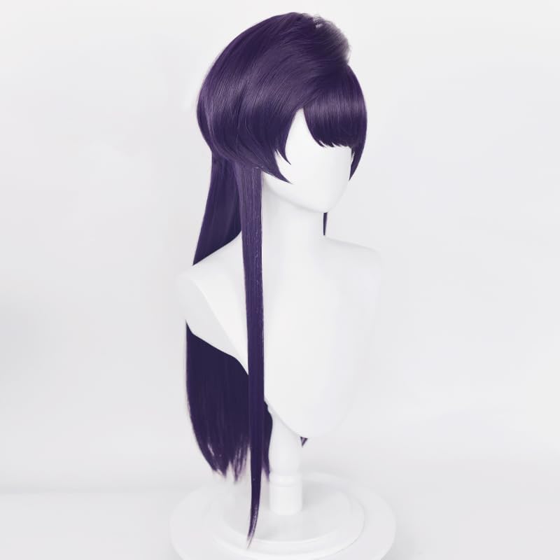 Image of LABEAUTE Shoko Komi Cosplay Wig Long Purple Straight Anime Wig Heat Resistant Synthetic Hair with Wig Cap for Women Girls Halloween Party