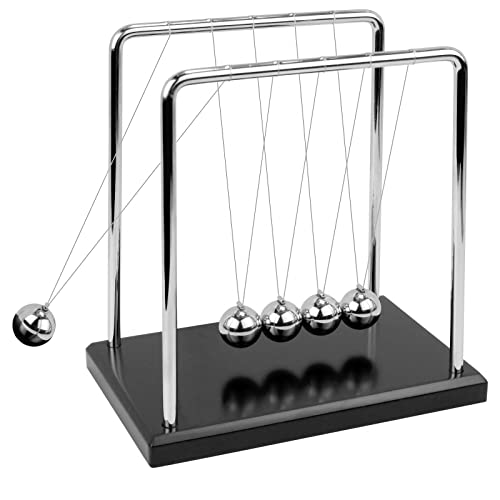 Large Newton's Cradle - Sealive Office Desk Decorations - Science Fun & Stress Relief for Men - Helps with Thinking, Concentration and Calm Down for Office & Home